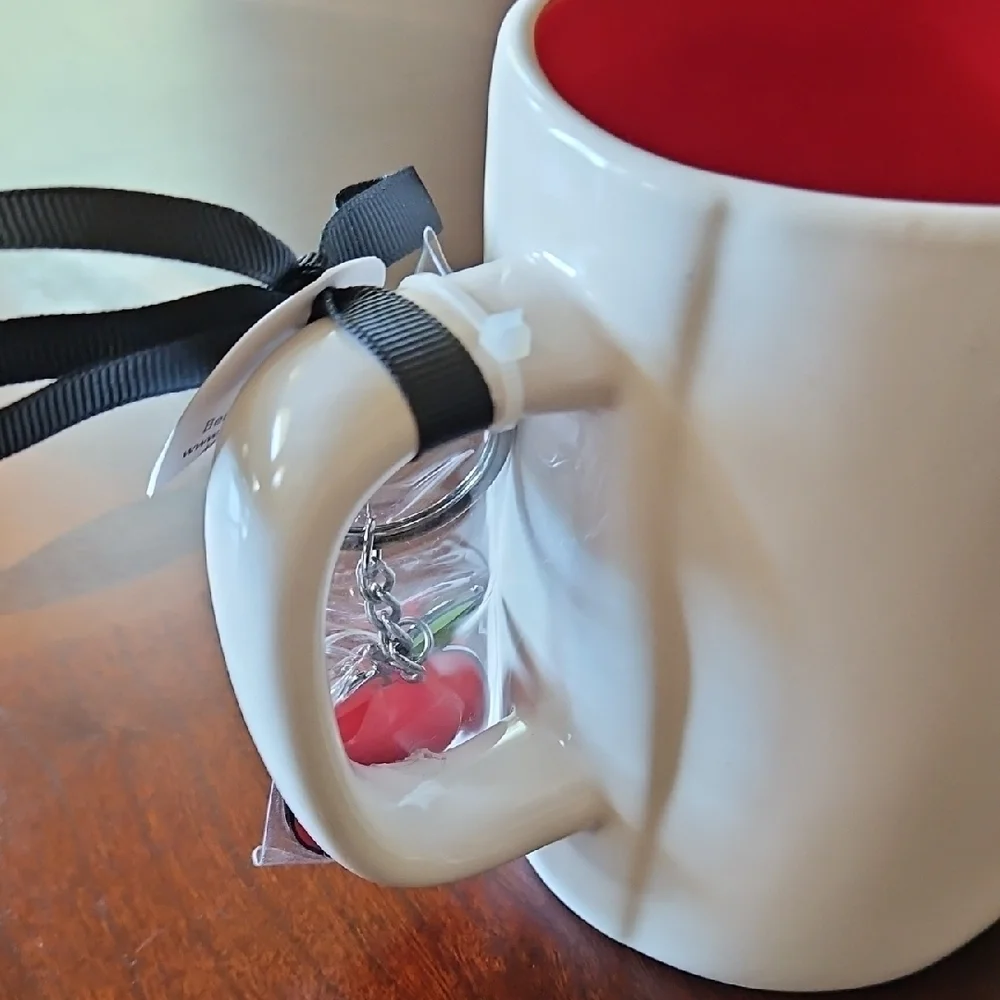 Rae Dunn World's Best Teacher Mug with Keychain Red Interior NWT